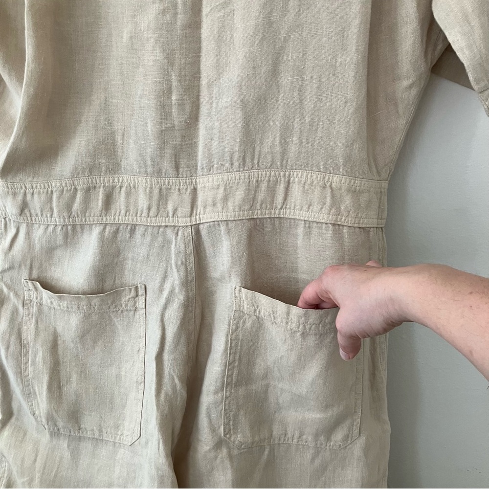 NWOT MATE the Label • Linen Short Sleeve Jumpsuit in Natural - Picture 10 of 14